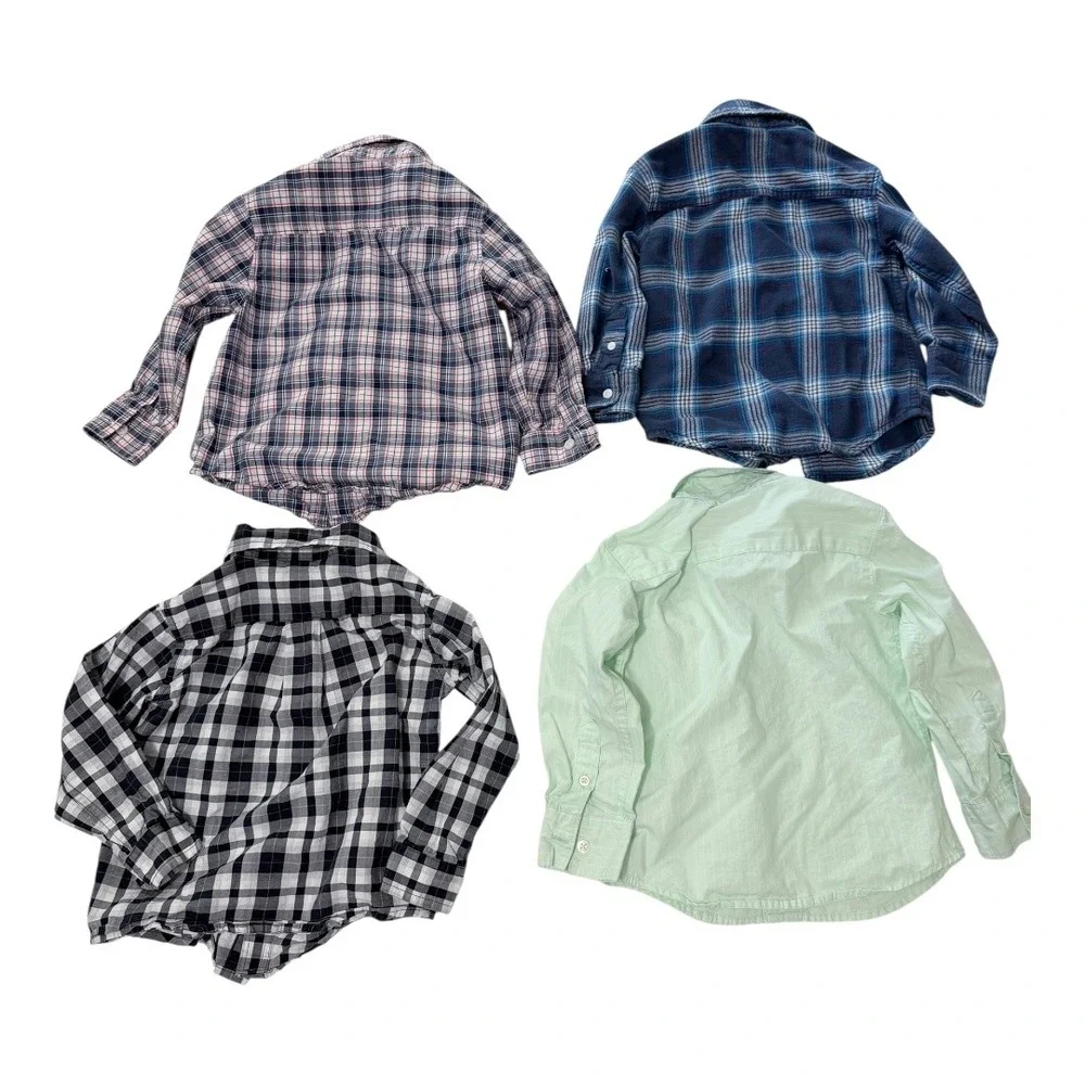 Carter's Janie and Jack Shirts Kids 2T Plaid Flannel Gingham Mint Bundle‎ 4pc